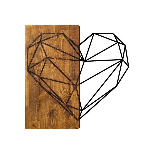 Accesoriu decorativ HEART, stejar/negru, lemn/metal, 58x58 cm