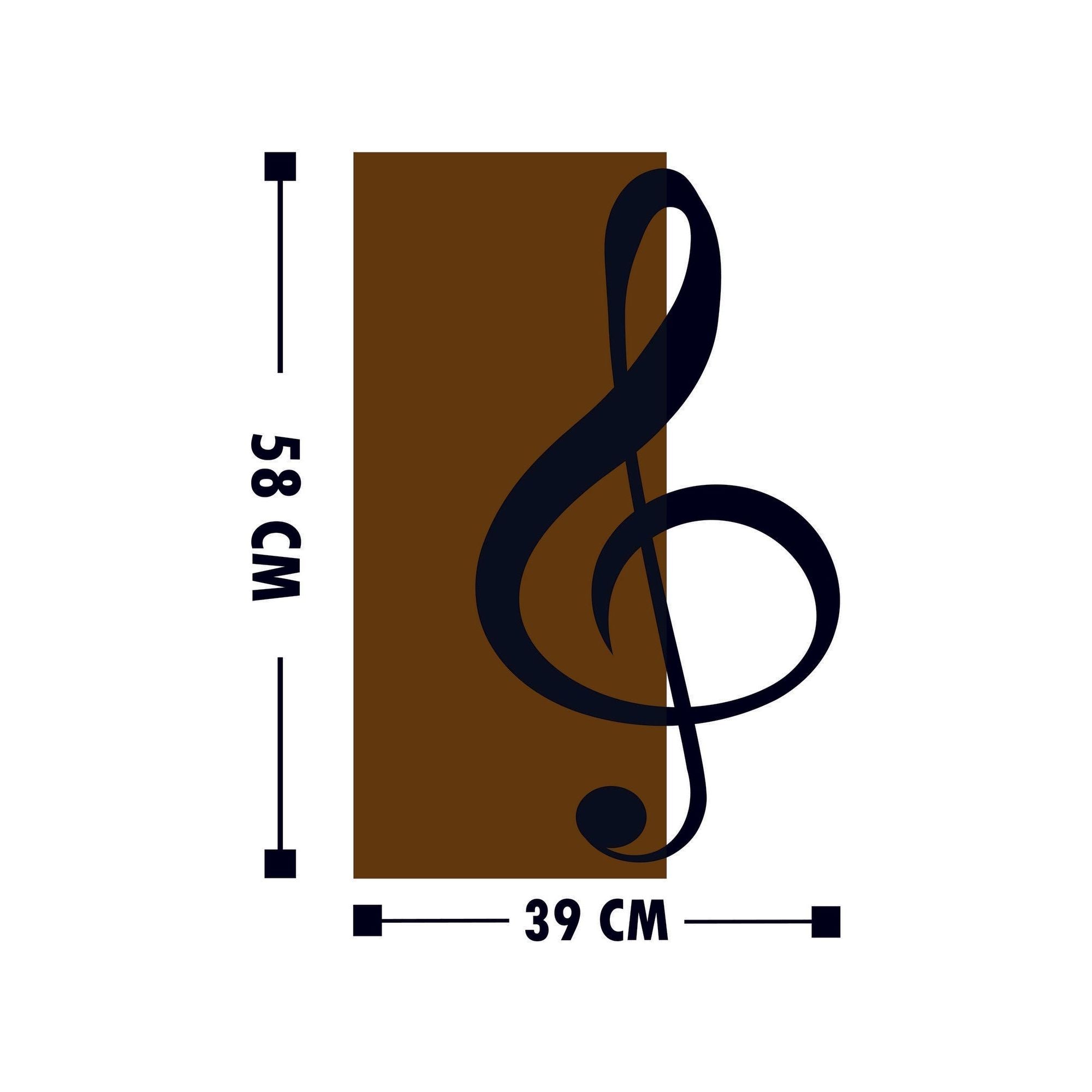 Decoratiune perete TREBLE CLEF, stejar/negru, lemn/metal, 39x58 cm