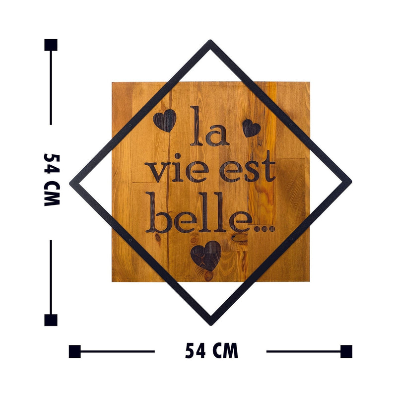 Accesoriu decorativ La Vie Est Belle, negru/nuc, lemn/metal, 54x54 cm