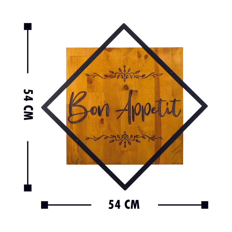 Accesoriu decorativ Bon Appetit, stejar/negru, lemn/metal, 54x54 cm