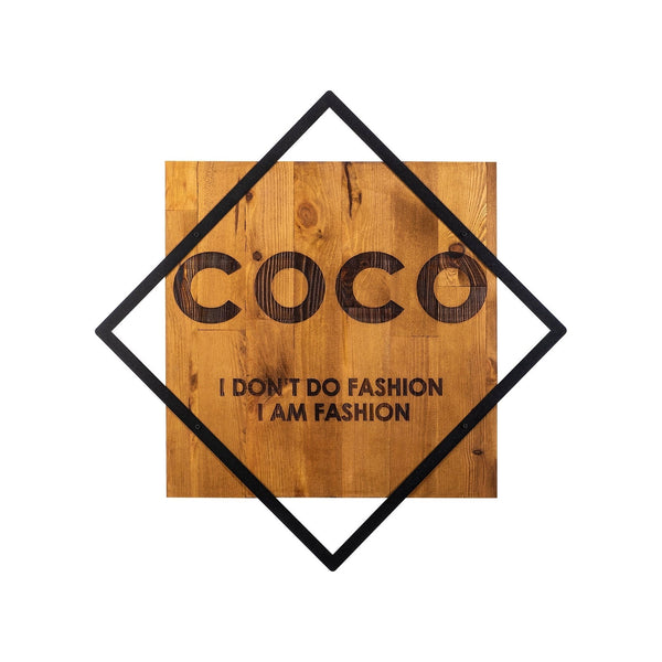 Accesoriu decorativ Fashion, negru/stejar, lemn/metal, 54x54 cm