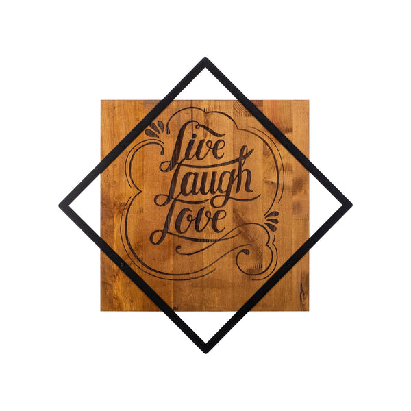 Accesoriu decorativ Live Laugh Love, nuc/negru, lemn/metal, 54x54 cm