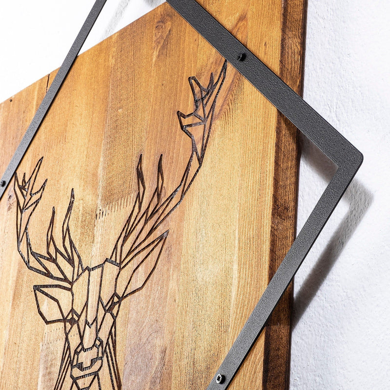 Accesoriu decorativ Deer, negru/stejar, lemn/metal, 54x54 cm