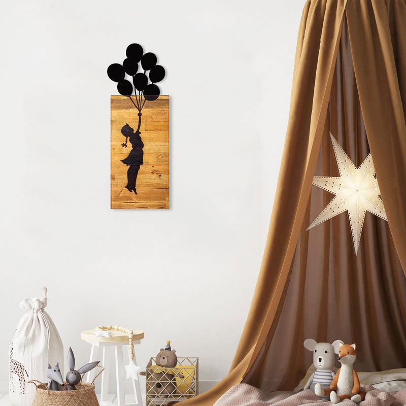 Accesoriu decorativ Child, negru/stejar, lemn/metal, 30x3x86 cm