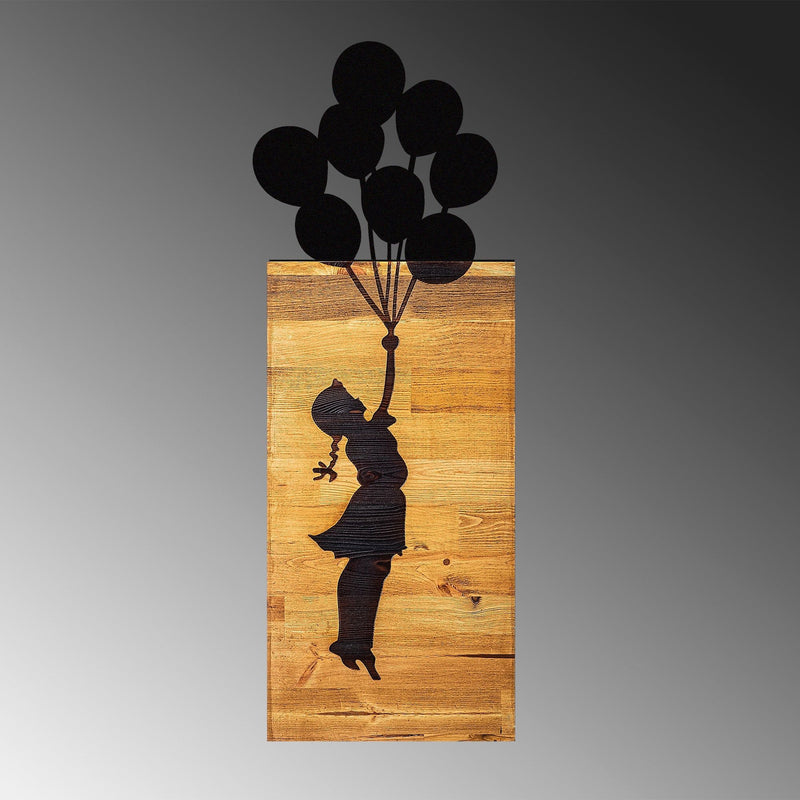 Accesoriu decorativ Child, negru/stejar, lemn/metal, 30x3x86 cm