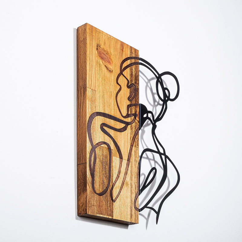 Decoratiune perete Woman Body, lemn/metal, maro/negru, 35x 3 x 50 cm