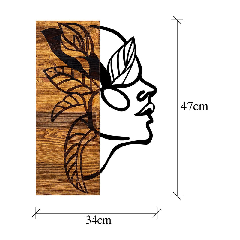 Accesoriu decorativ Dingin, negru/stejar, lemn/metal, 34x3x50 cm