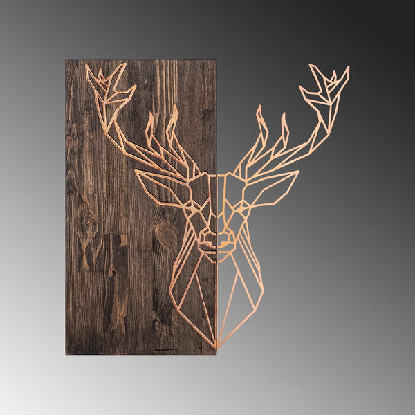Accesoriu decorativ Deer1, auriu, metal/lemn, 56x58 cm