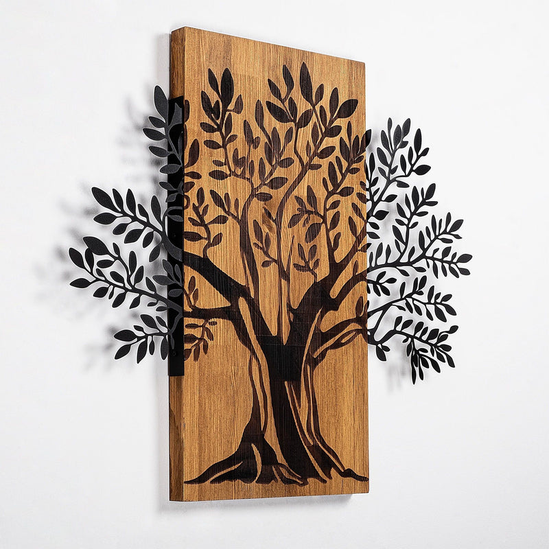 Accesoriu decorativ Monumental Tree 2, nuc/negru, lemn/metal, 64x58 cm