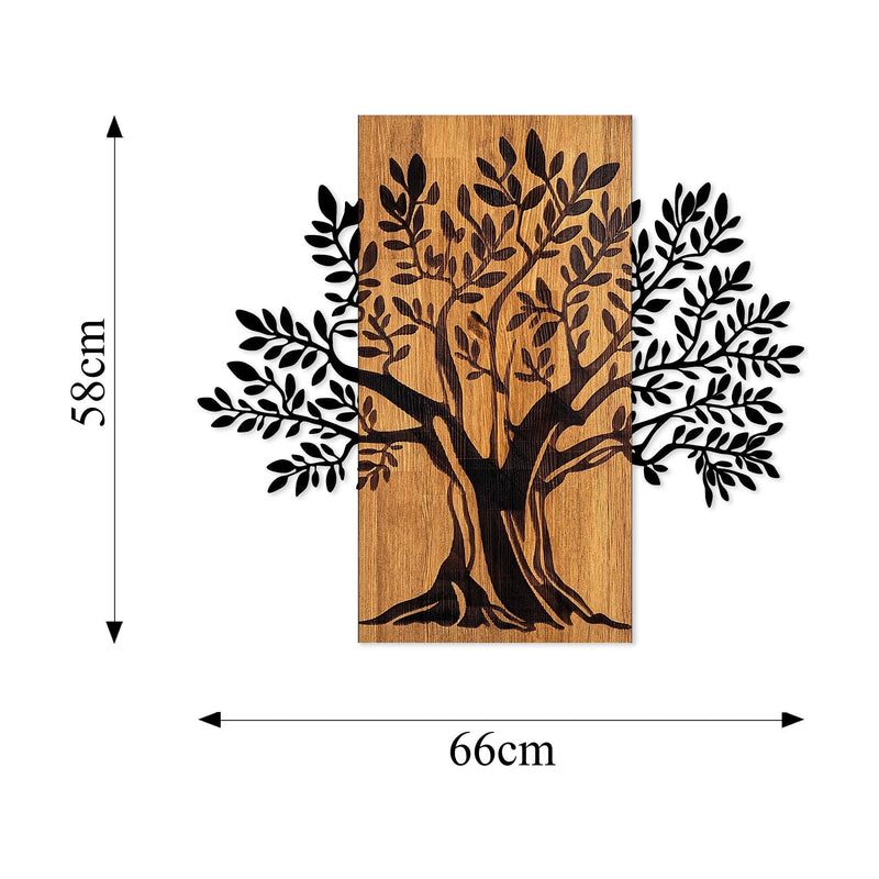 Accesoriu decorativ Monumental Tree 2, nuc/negru, lemn/metal, 64x58 cm