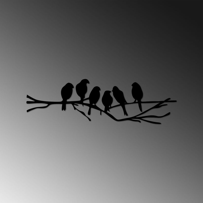 Accesoriu decorativ Birds On The Branch, negru, metal, 70x21 cm