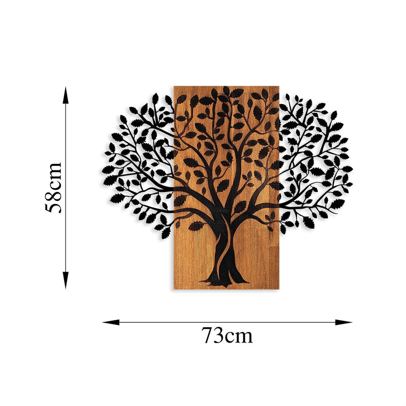 Accesoriu decorativ Magical Tree-378, negru/stejar, lemn/metal, 73x58 cm