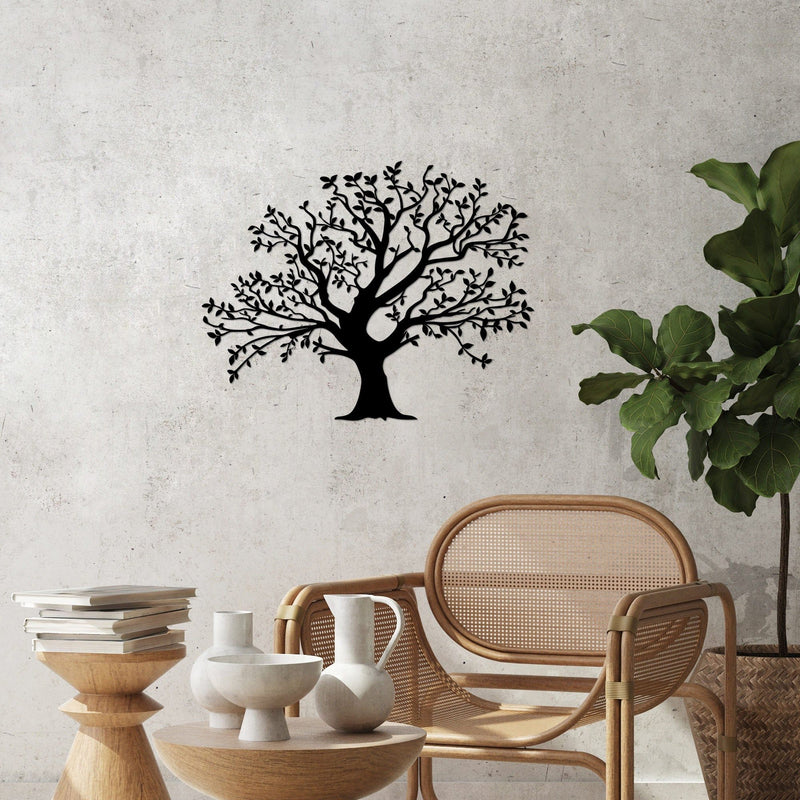 Decoratiune perete MONUMENTAL TREE-515, negru, metal, 70x54 cm