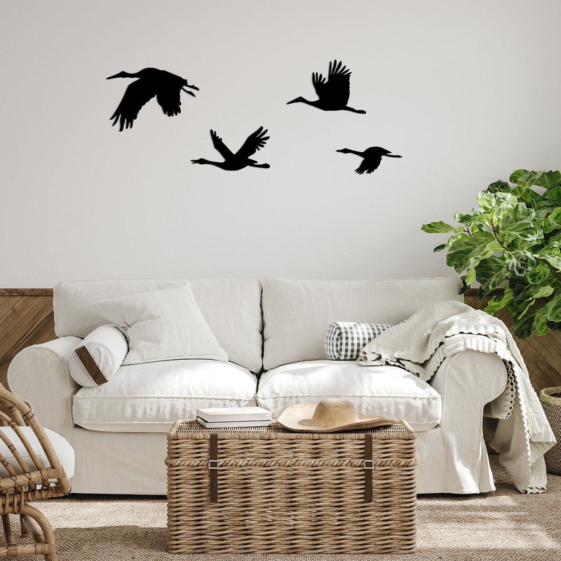 Set 4 decoratiuni perete STORK, negru, metal