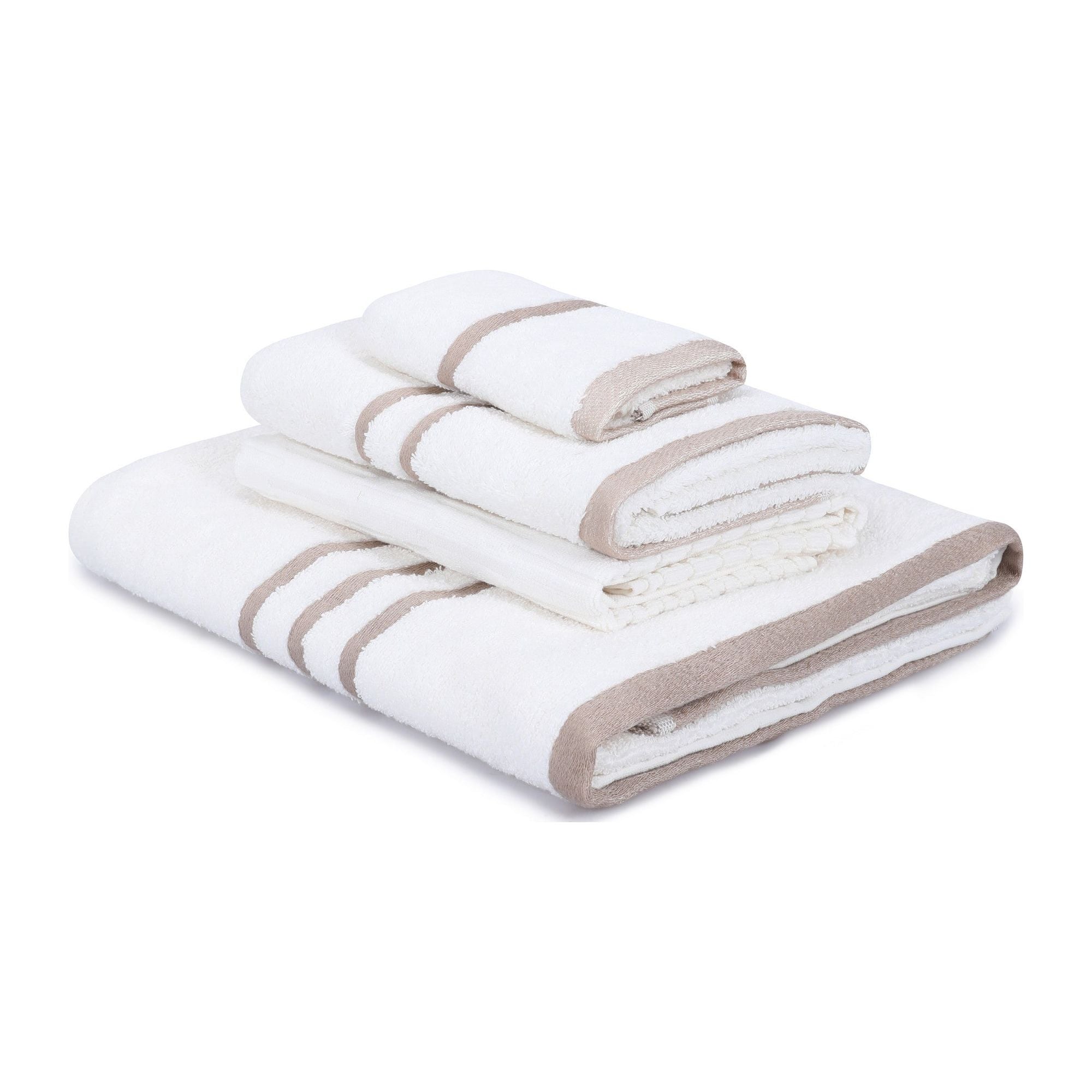 Set 4 prosoape baie LINDA, alb/bej, bumbac