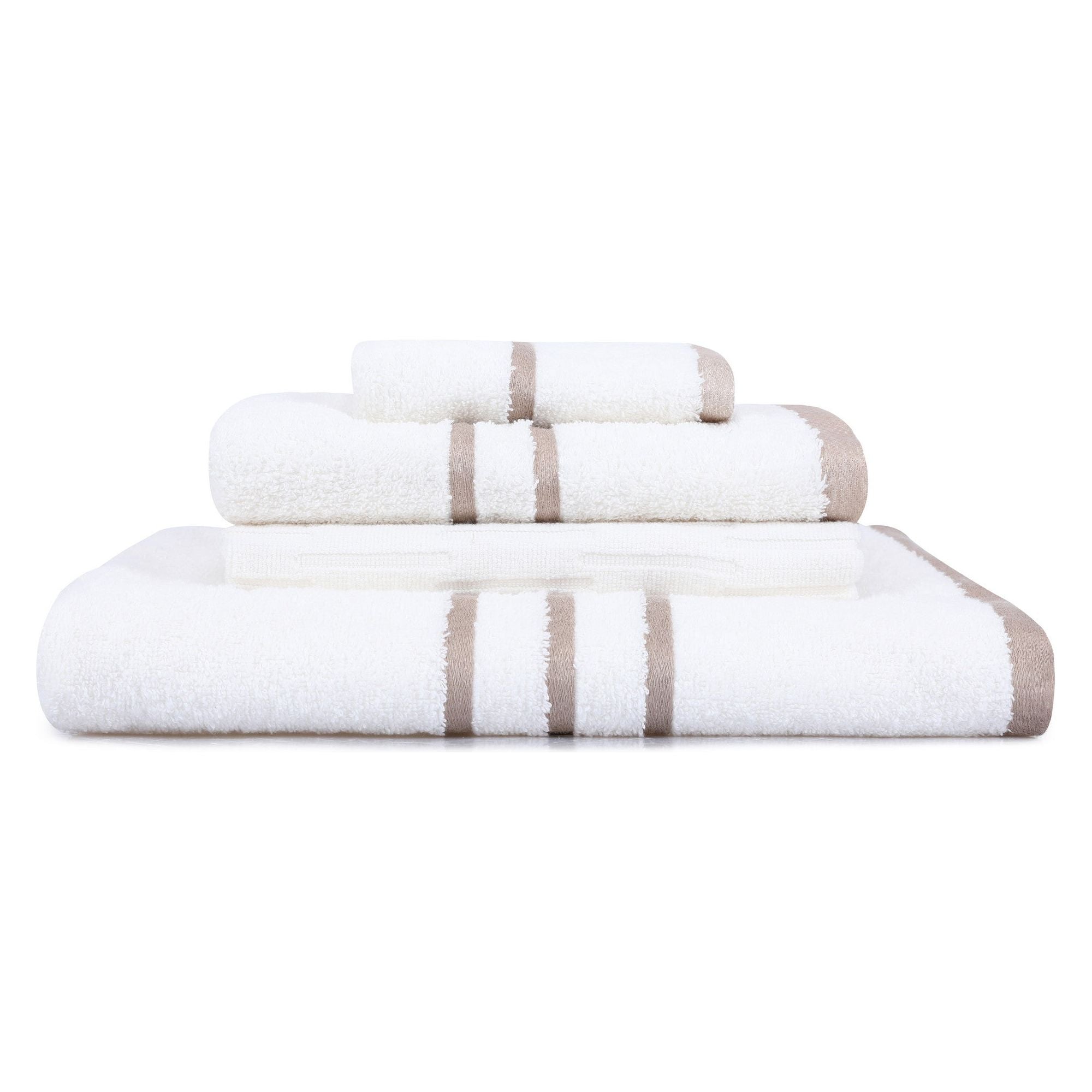 Set 4 prosoape baie LINDA, alb/bej, bumbac