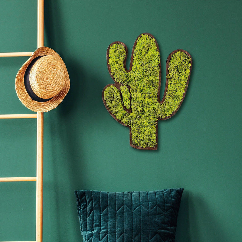 Accesoriu decorativ Cactus, verde, muschi natural, 34x2x45 cm