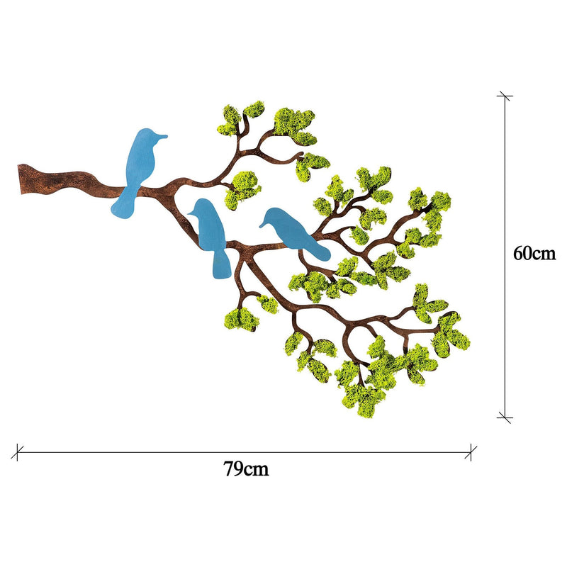 Decoratiune perete TREE 3, maro/verde/albastru, 79x1x60 cm