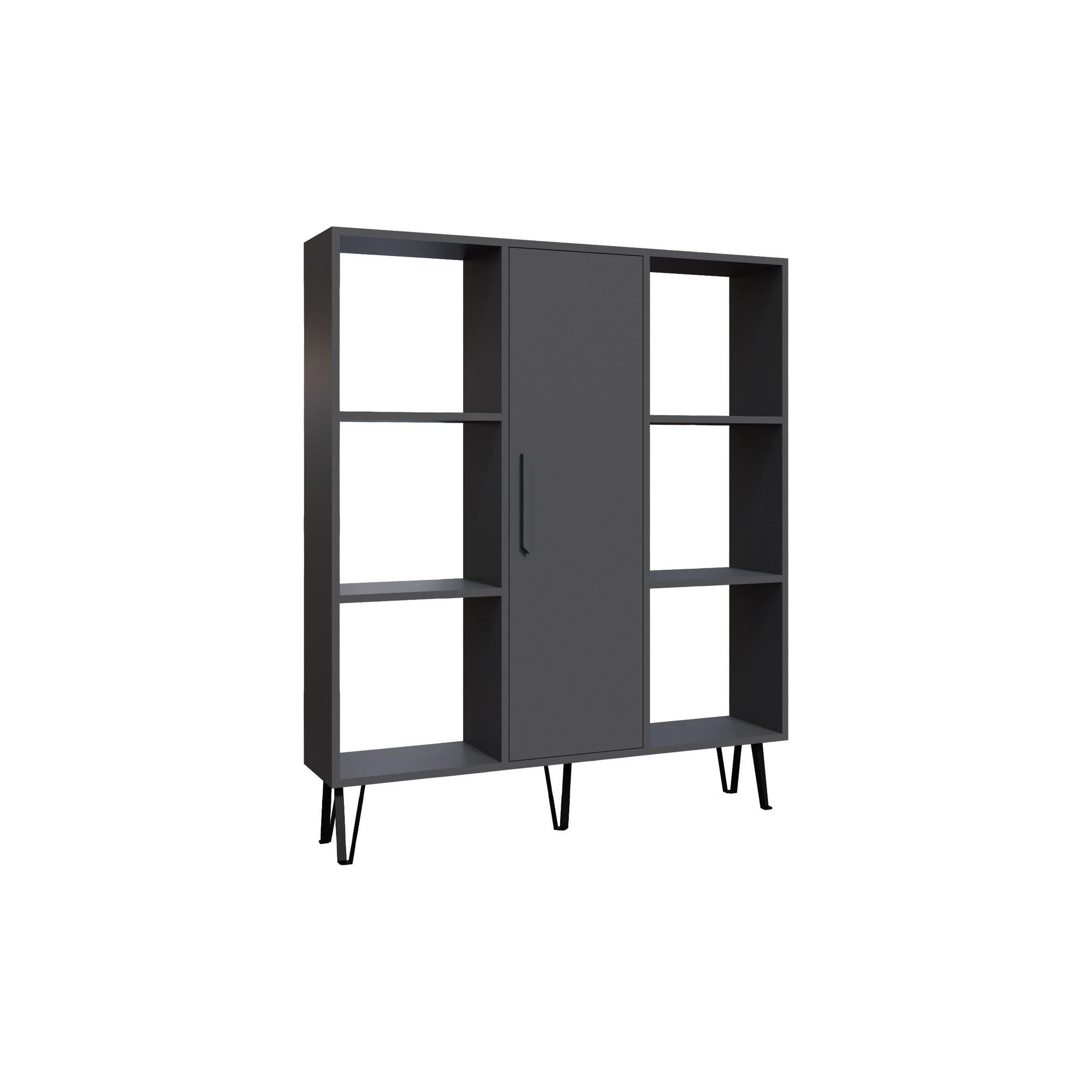 Biblioteca PEORIA, gri antracit, PAL melaminat, 120x25x142 cm