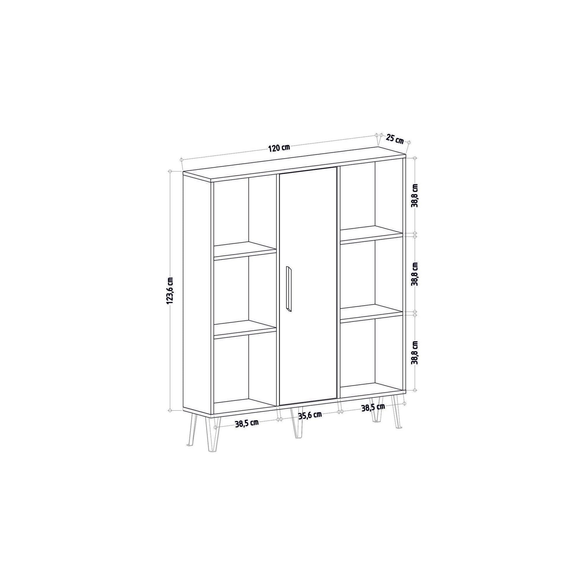 Biblioteca PEORIA, gri antracit, PAL melaminat, 120x25x142 cm