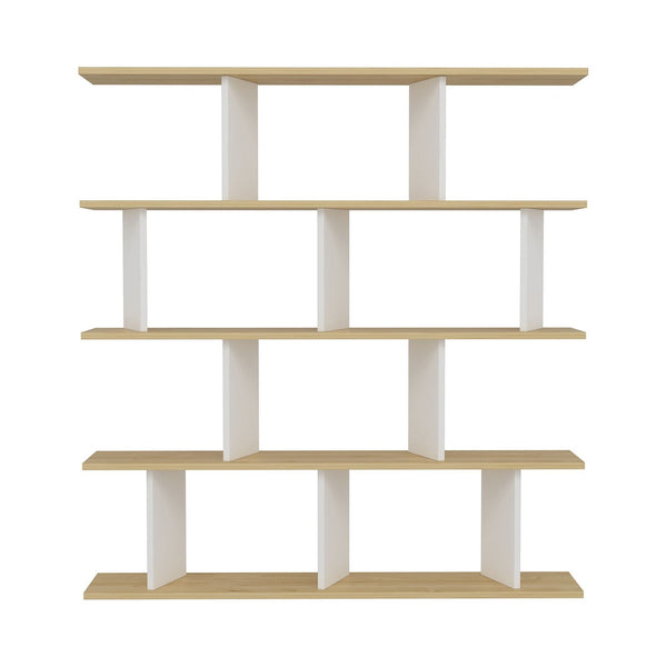 Biblioteca Jorin, stejar/alb, PAL, 130x25x137 cm