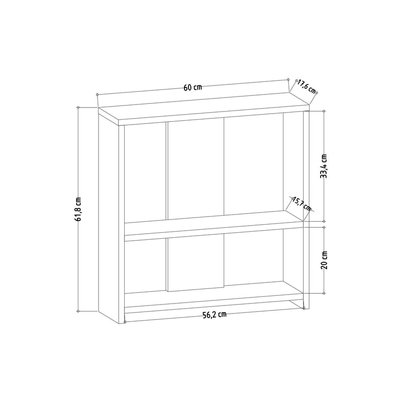 Biblioteca Dosi, alb, PAL, 60x18x62 cm