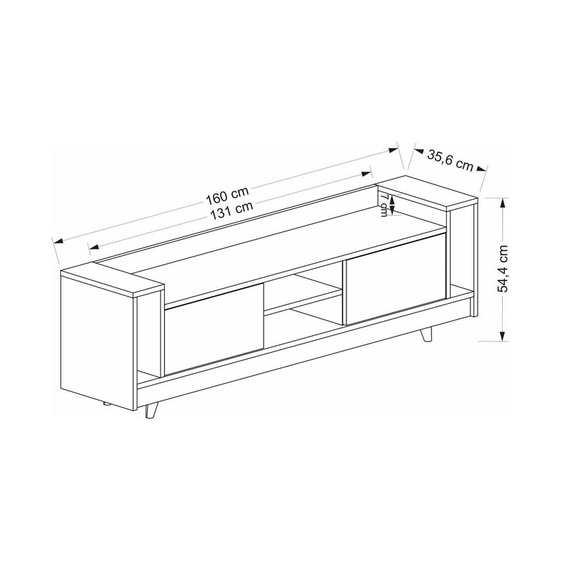 Comoda TV Tyler, gri antracit/stejar, PAL melaminat, 160x37x55 cm