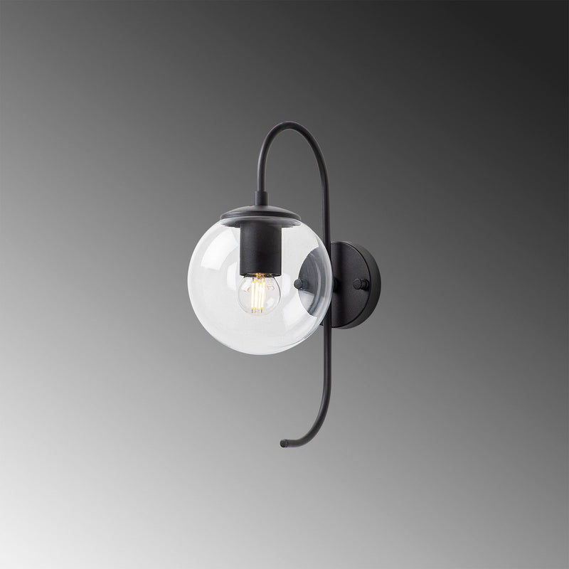 Lampa perete JEWEL, negru, metal/sticla, 15x27x36 cm