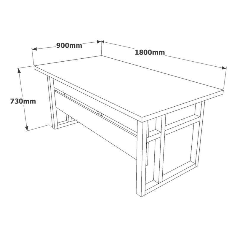 Birou MN01-BA, nuc/negru, PAL/metal, 180x90x73 cm