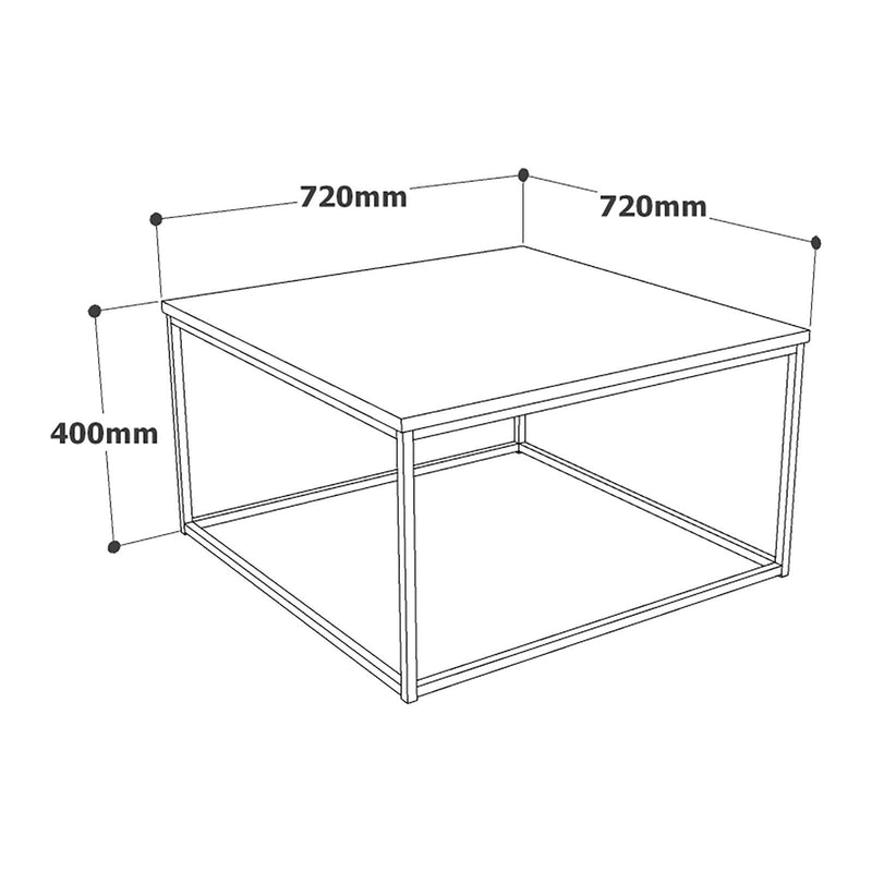 Masuta cafea VG13 - A, stejar/negru, PAL melaminat/metal, 72x72x40 cm