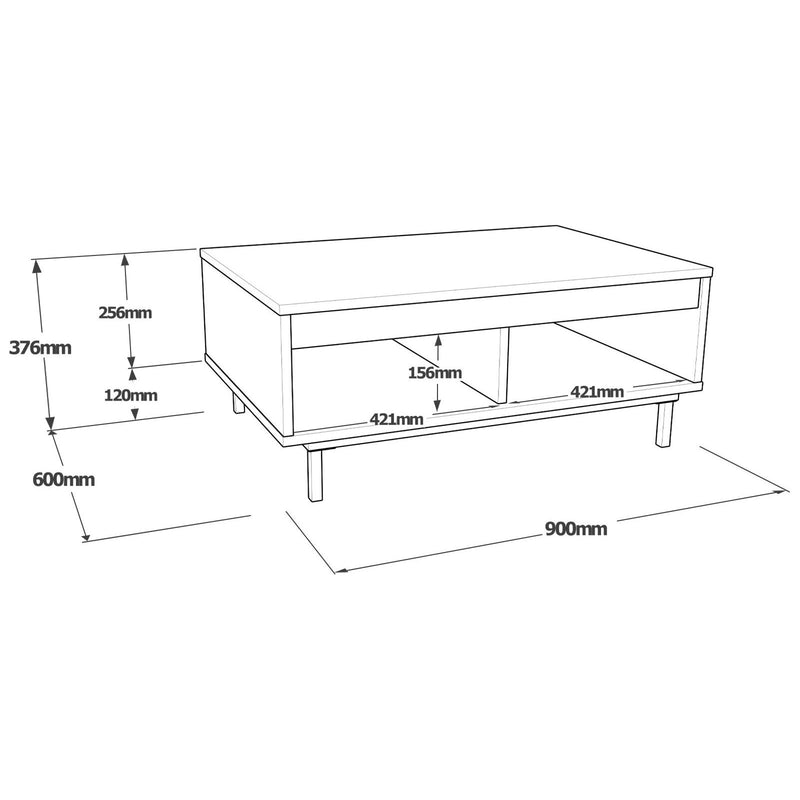 Masuta cafea LV29-KL, stejar, PAL melaminat/metal, 90x60x38 cm