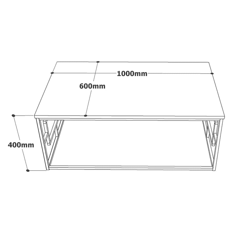 Masuta cafea VG12-W, alb/auriu, PAL melaminat/metal, 100x40x60 cm