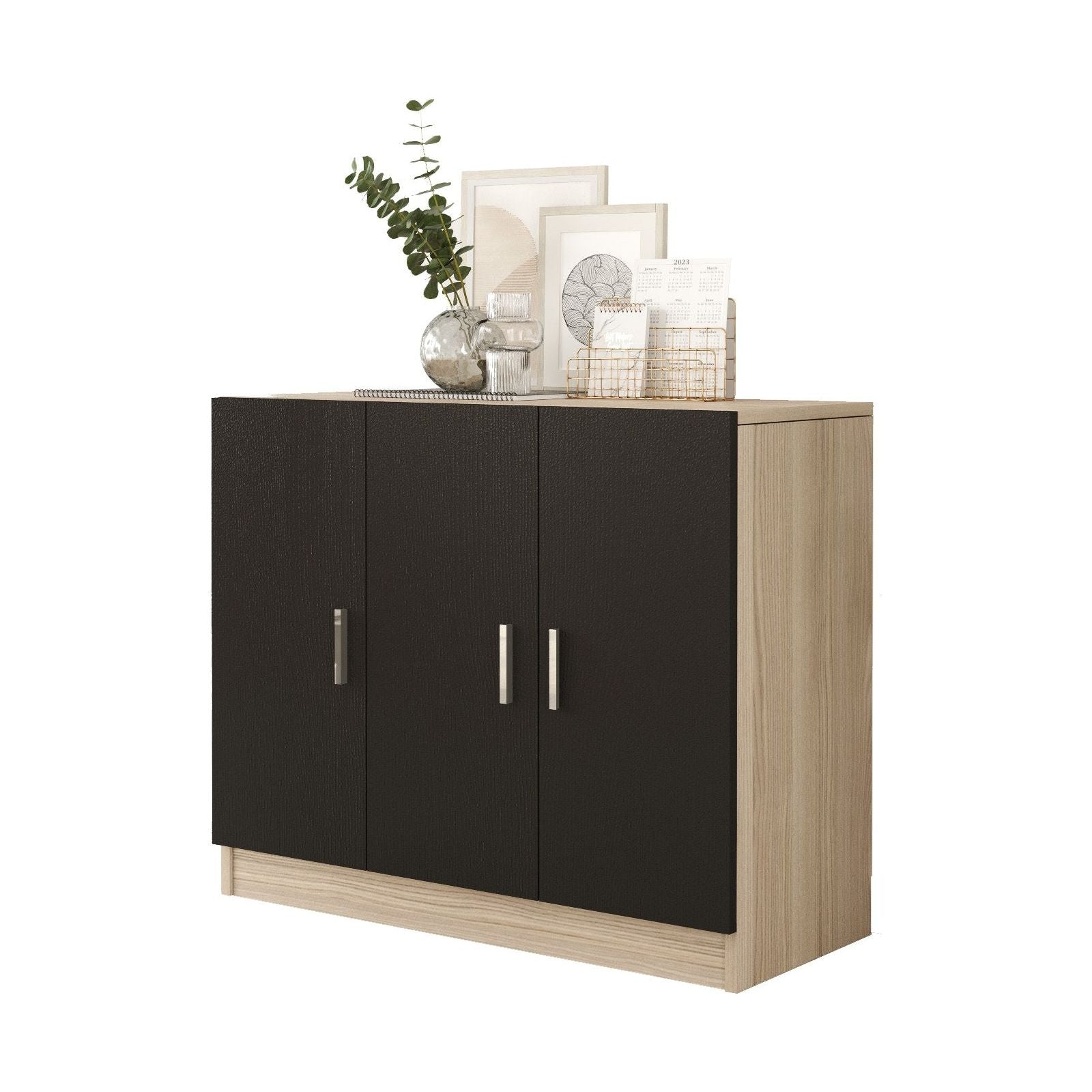 Comoda 956LCS1502, stejar/negru, PAL melaminat, 89x38x74 cm