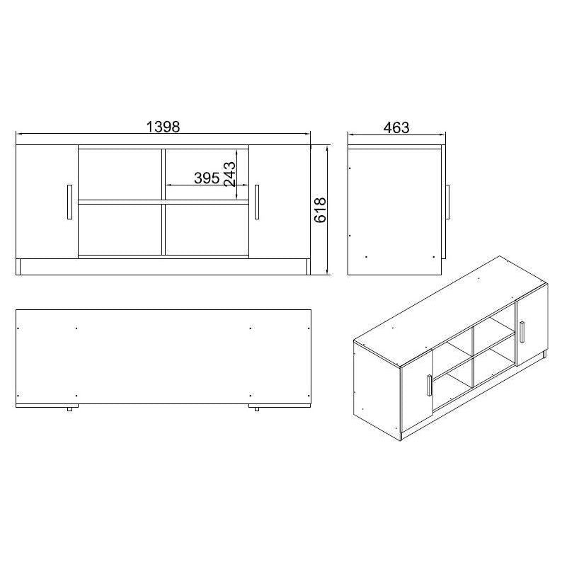 Comoda, nuc/gri, PAL melaminat, 140x46x62 cm