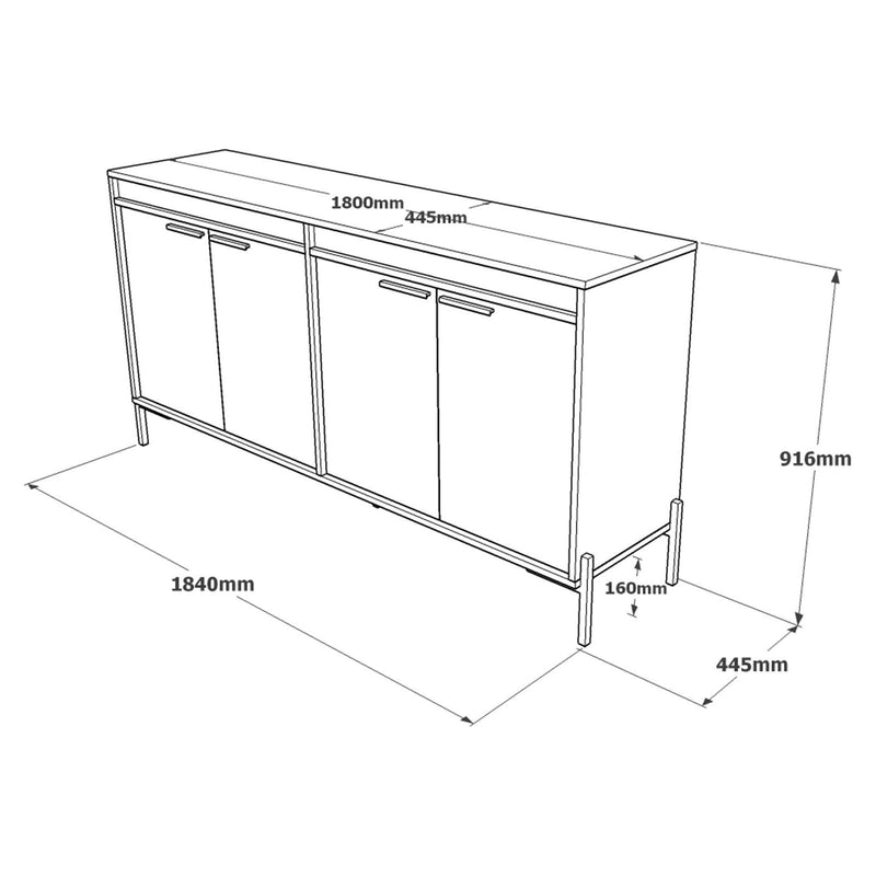 Comoda VS5 - CGA, gri/nuc, PAL melaminat/metal, 184x45x92 cm