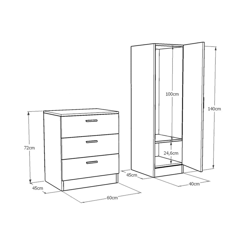 Dulap CC6-AA, stejar/gri antracit, PAL melaminat, cu o usa, 40x45x140 cm