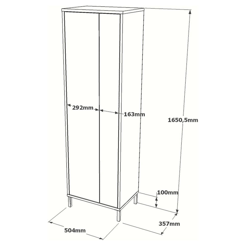 Dulap DY1-WK, alb/stejar, PAL melaminat, cu 2 usi, 50x36x165 cm