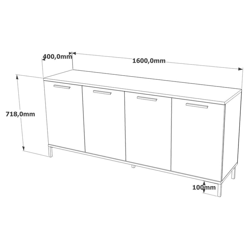 Comoda RL4-AA, gri/stejar, PAL melaminat, 160x40x72 cm