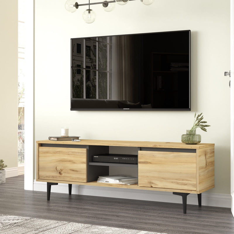 Comoda TV AR1-KA, stejar/gri, PAL, 140x36x48 cm