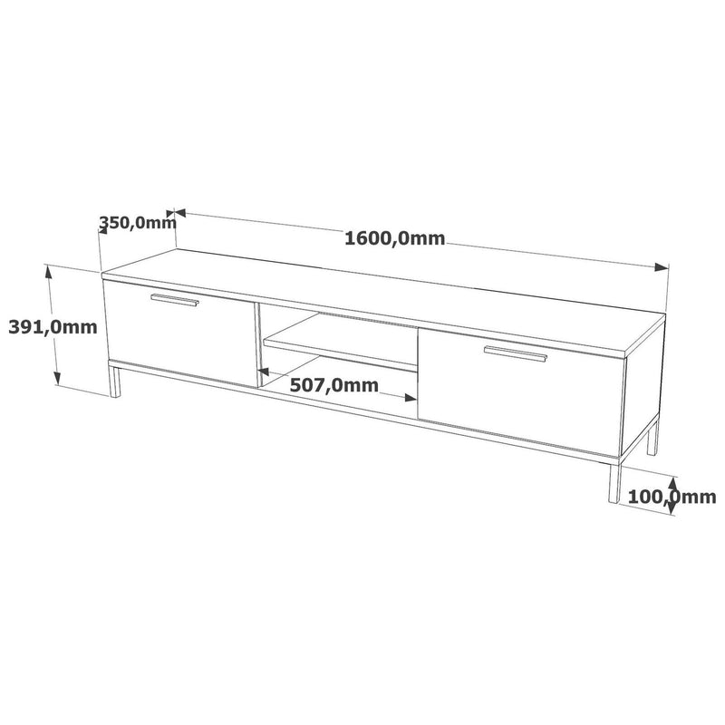 Comoda TV RL1-AA, stejar/gri, PAL melaminat, 160x35x39 cm