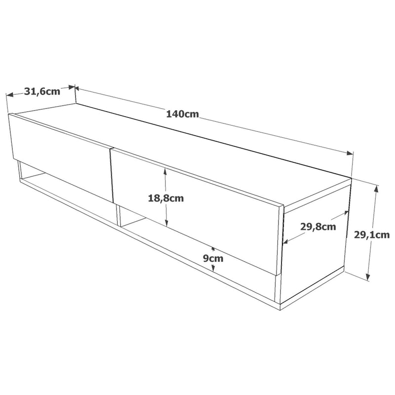 Comoda TV FR11-A, stejar, PAL, 140x32x29 cm