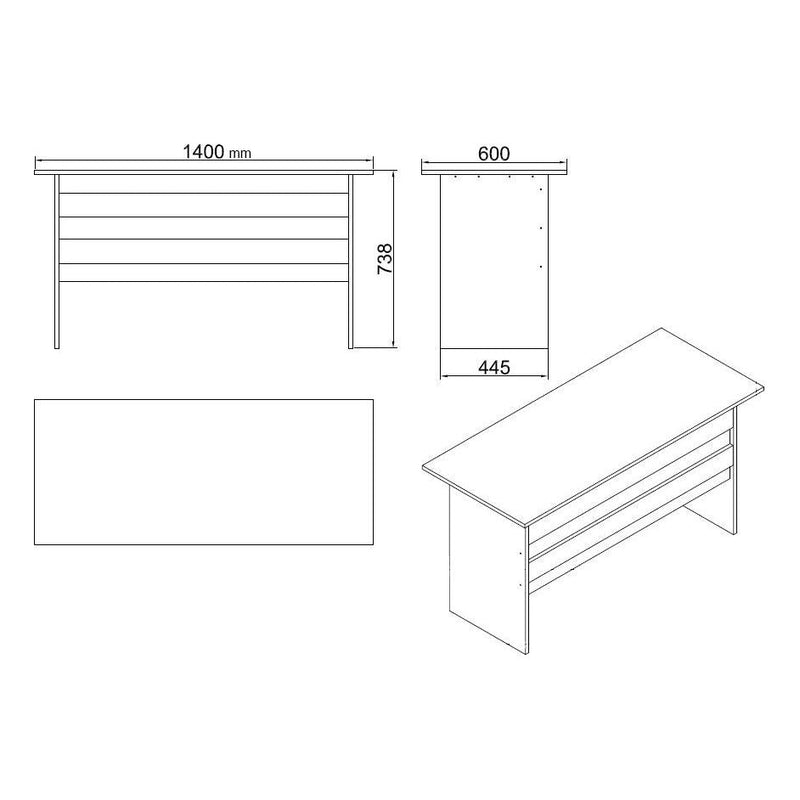 Set mobilier birou VO10 - W, 3 piese, alb, PAL melaminat