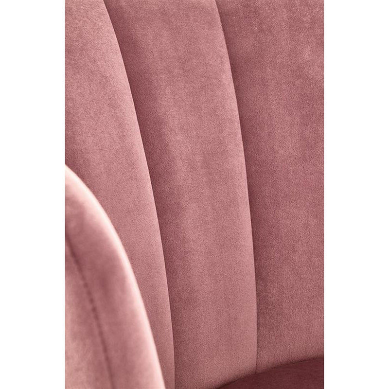 Scaun tapitat K386, roz/negru, stofa catifelat/metal, 60x58x84 cm