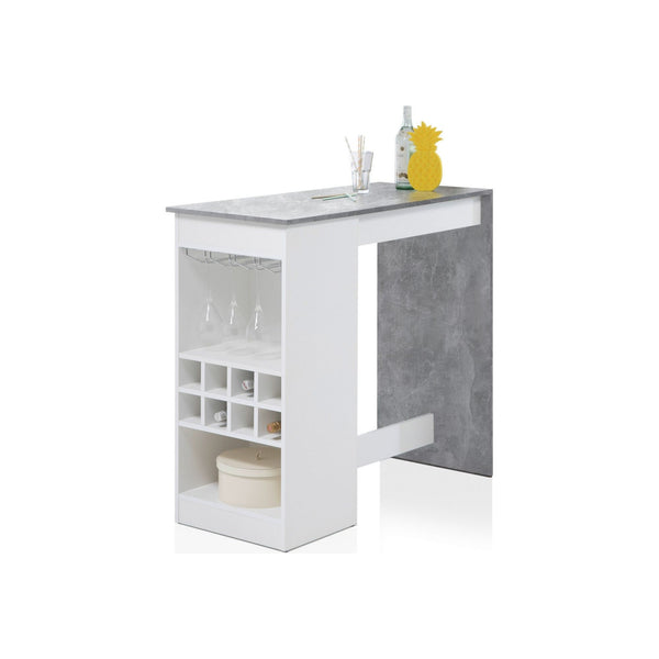 Masa bar Colada Mini, PAL melaminat, alb/beton, 115x50x104 cm