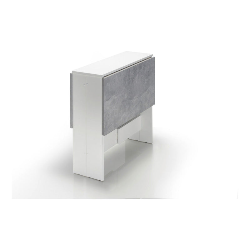 Masa plianta LEANE, alb/gri beton, 104x73,4x76 cm