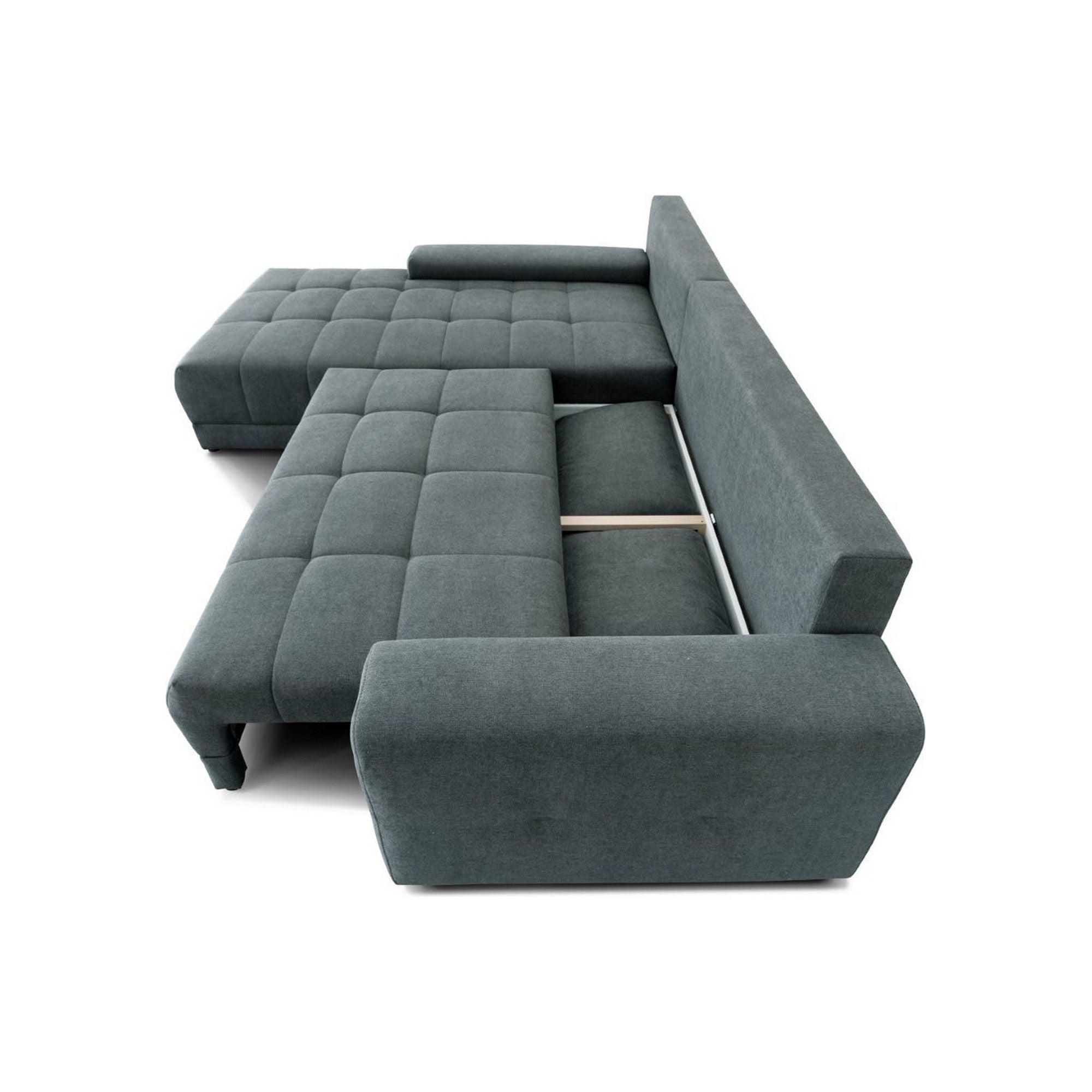 Coltar extensibil ADRIA, universal, personalizabil materiale gama Platinium, cu lada depozitare, 310x213x88 cm