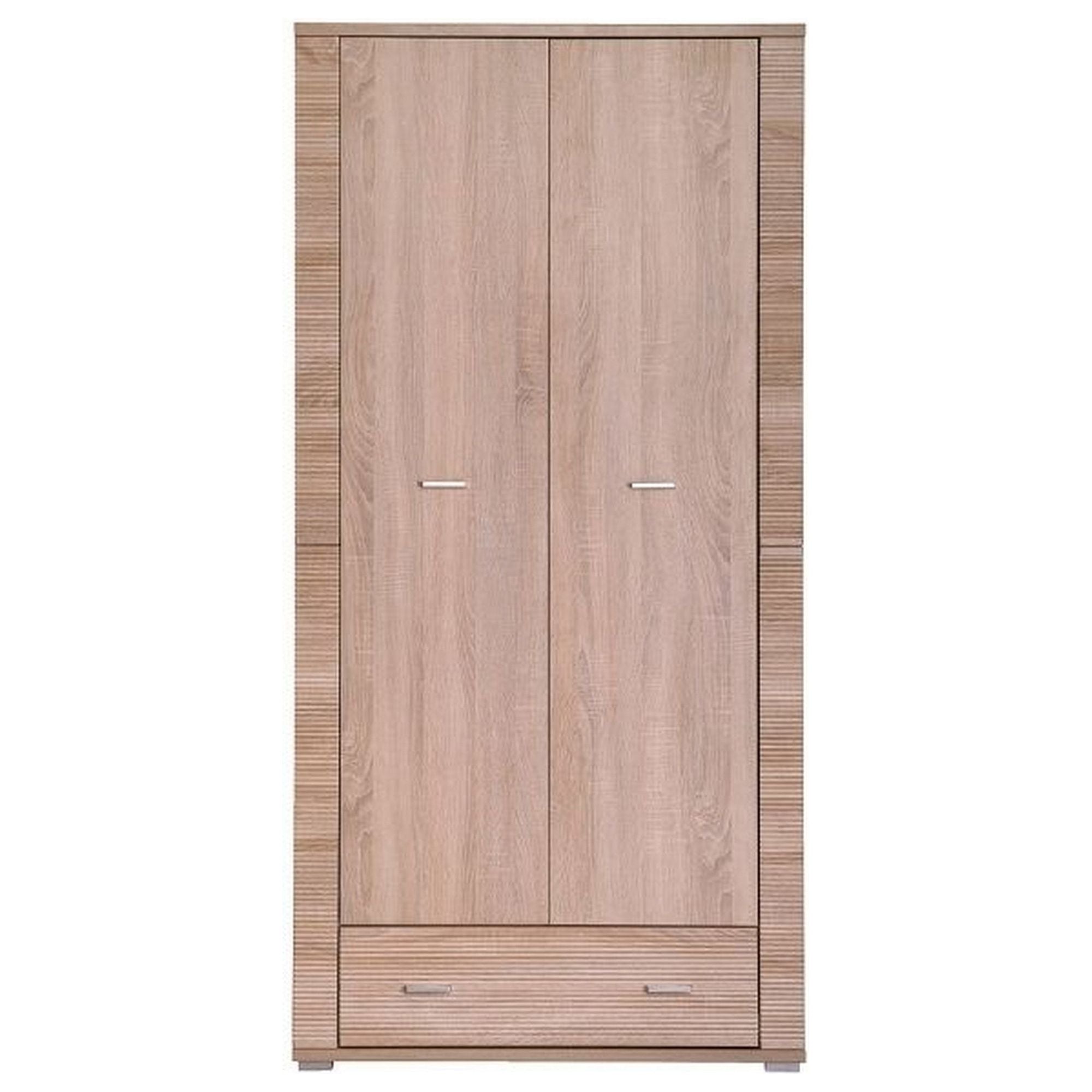 Dulap GRESS, stejar sonoma, PAL laminat/margini PVC, cu 2 usi si un sertar, 93x55x192 cm