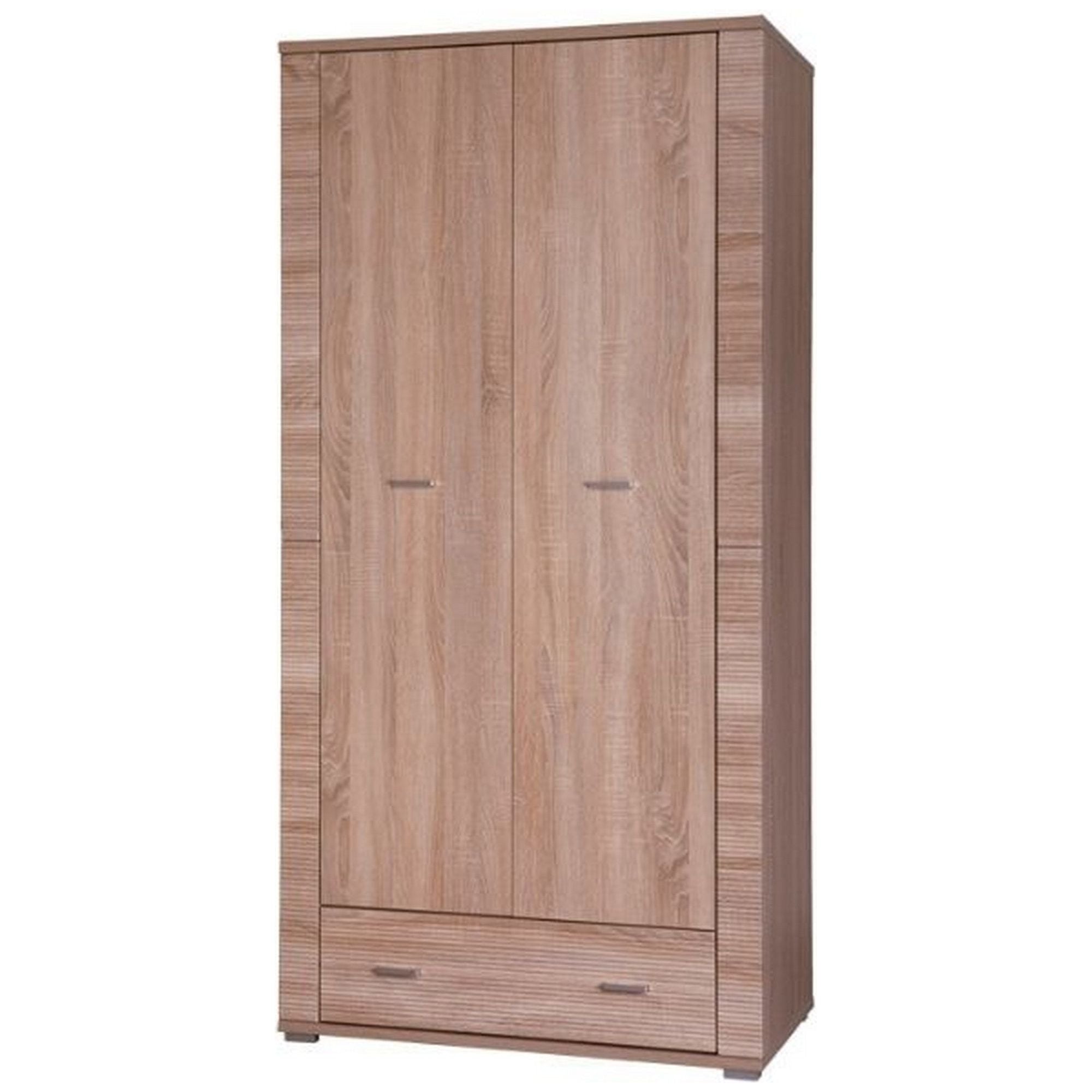Dulap GRESS, stejar sonoma, PAL laminat/margini PVC, cu 2 usi si un sertar, 93x55x192 cm