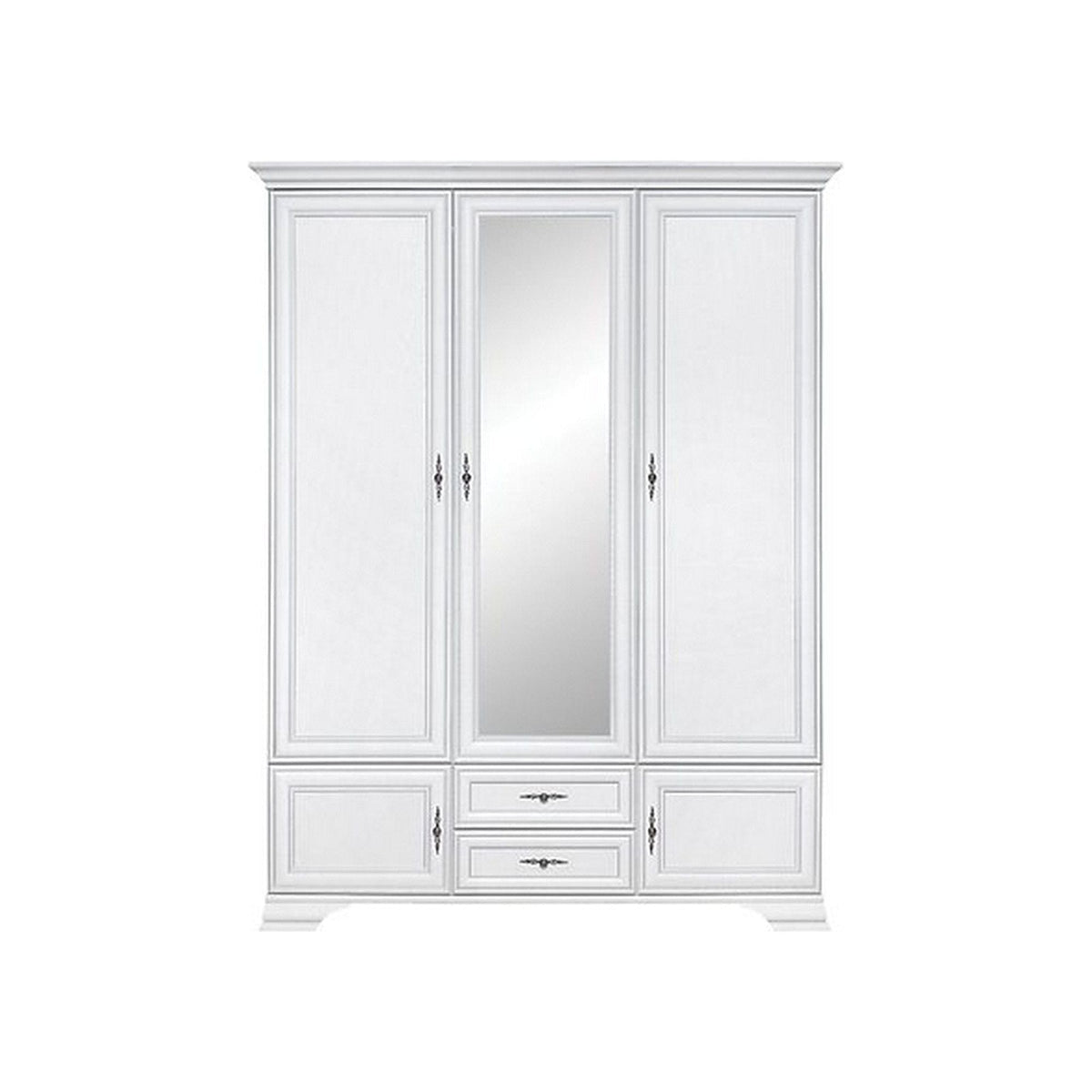 Dulap vintage dormitor IDENTO, alb, PAL, cu 5 usi si 2 sertare, 156x61x217 cm