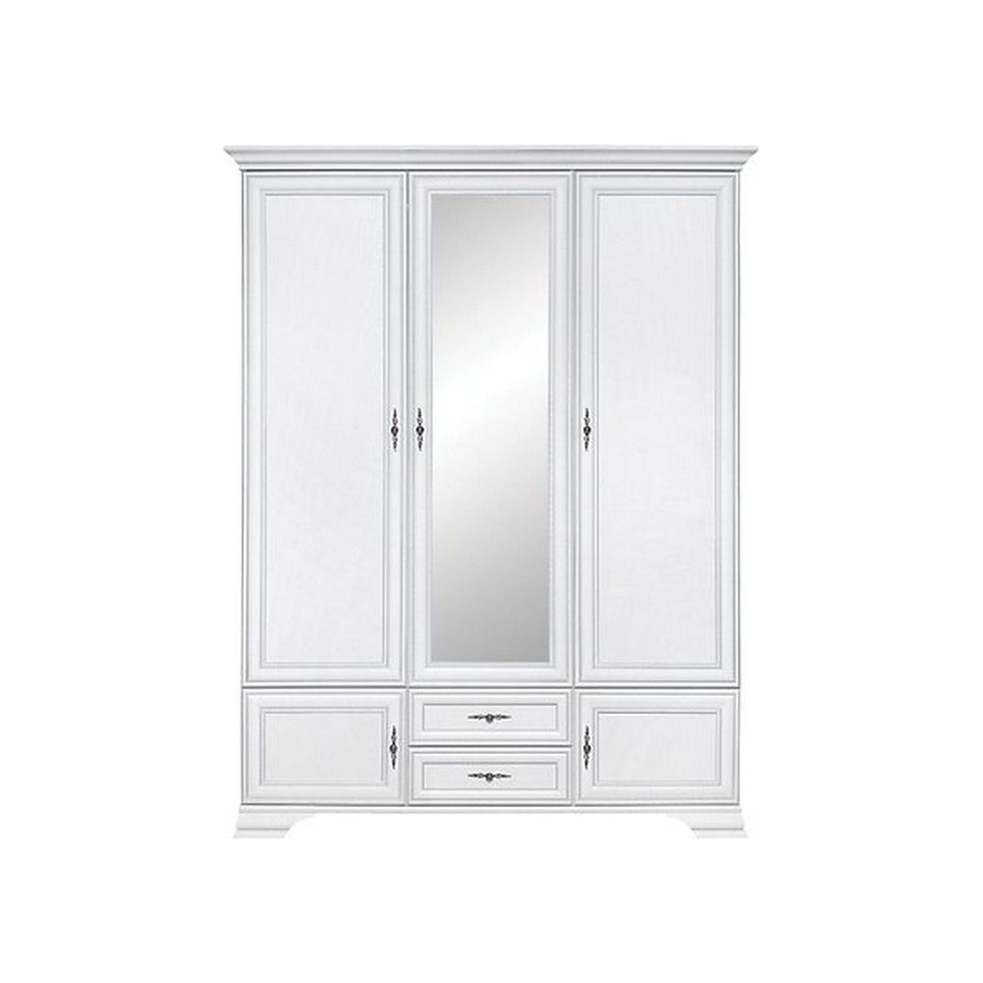 Dulap vintage dormitor IDENTO, alb, PAL, cu 5 usi si 2 sertare, 156x61x217 cm